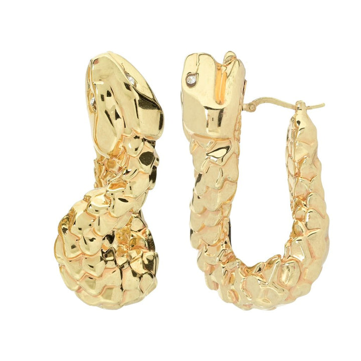 Graziella 23K Gold Plated Simulated Diamond Snake Hoop Earrings