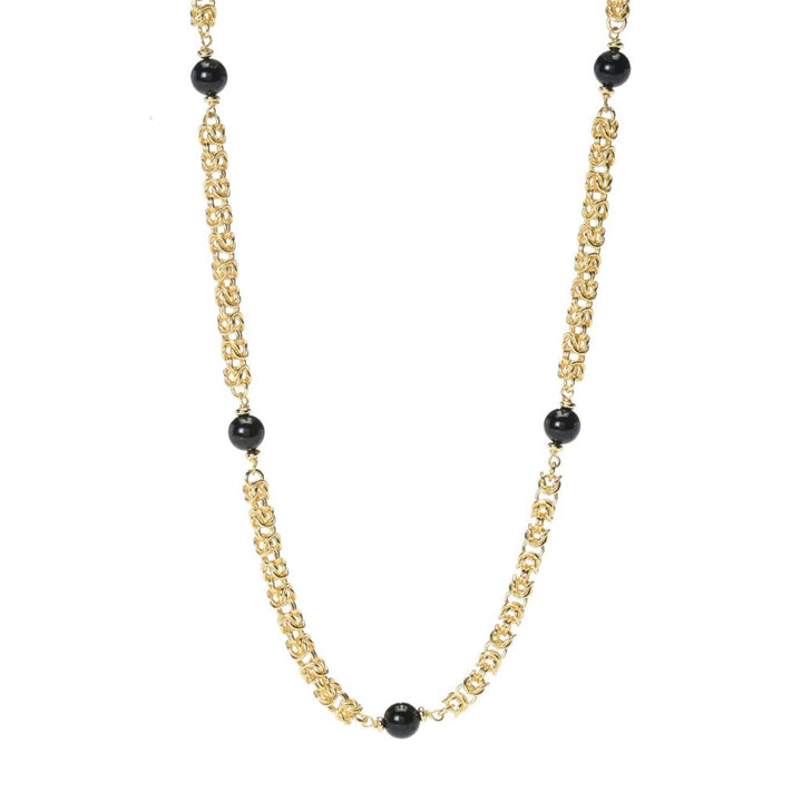 Toscana Italiana 18K Gold Plated Choice of Gem Station Byzantine Necklace