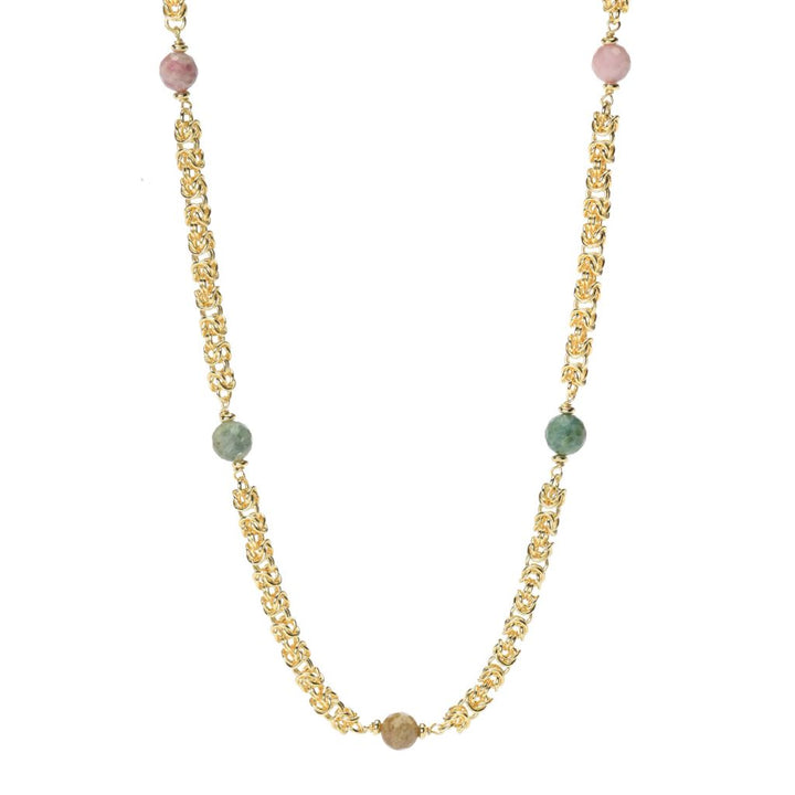 Toscana Italiana 18K Gold Plated Choice of Gem Station Byzantine Necklace