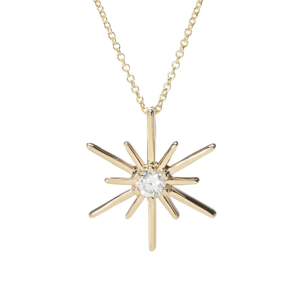 Gems of Distinction 14K Gold 0.16ctw Diamond Starburst Pendant w/ Chain