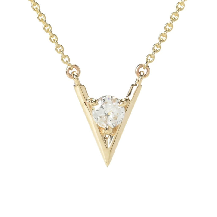 Gems of Distinction 14K Gold 0.25ctw Diamond Chevron Pendant w/ Chain