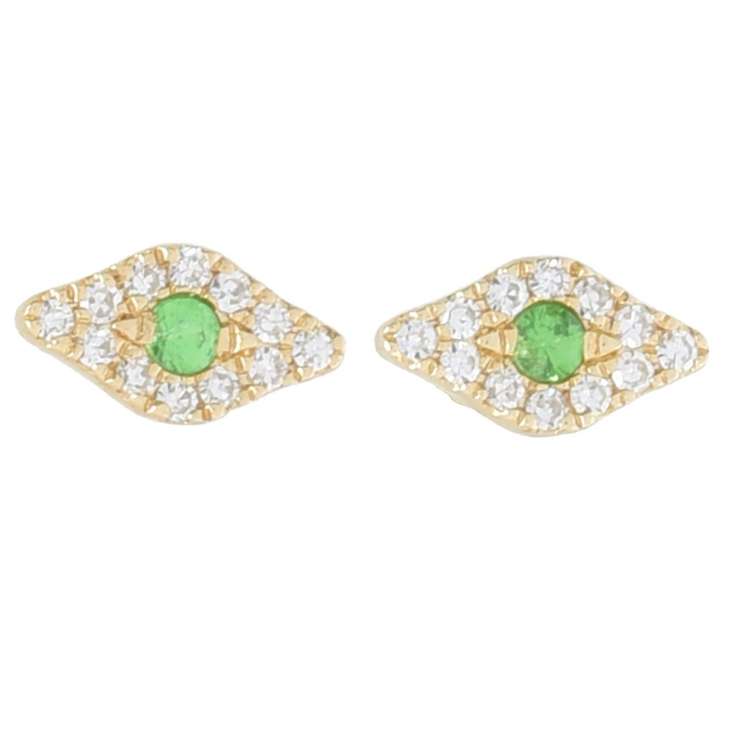 Sabrina Designs 14K Gold Choice of Gem & Diamond Evil Eye Stud Earrings