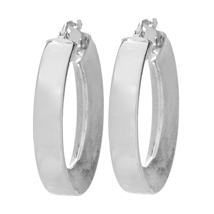 Toscana Italiana "Duo" Polished & Setosa Inner Knife Edge Hoop Earrings