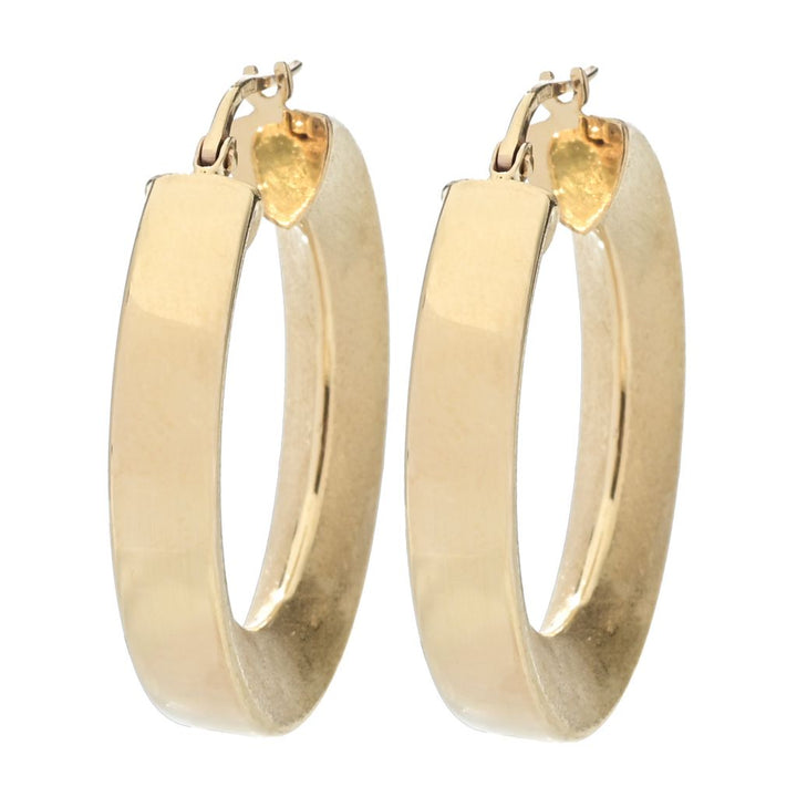Toscana Italiana "Duo" Polished & Setosa Inner Knife Edge Hoop Earrings