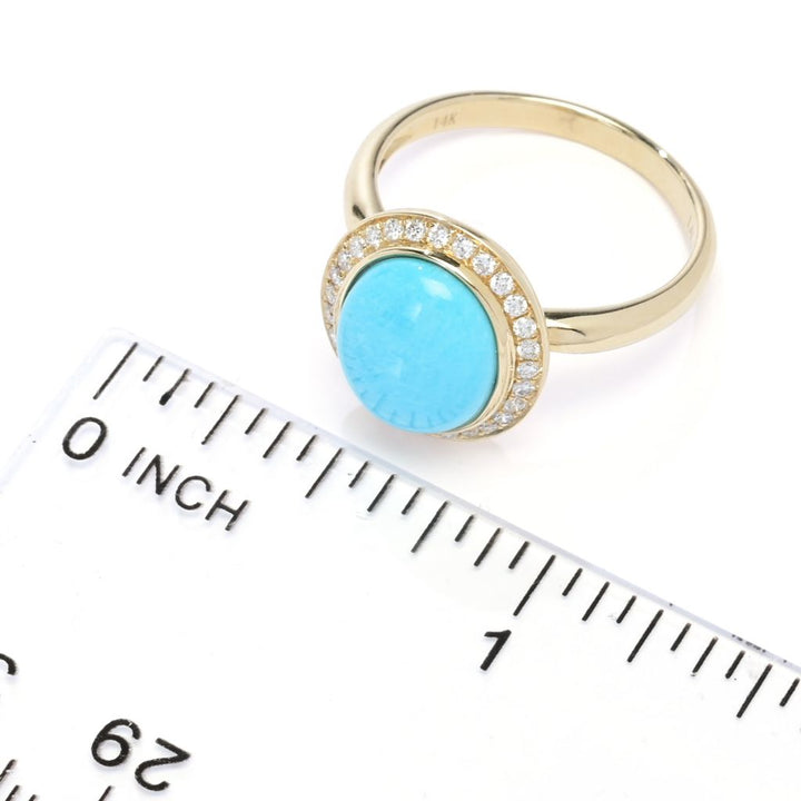 LALI Jewels 14K Gold Sleeping Beauty Turquoise & Diamond Ring, 3.3 grams