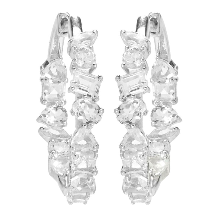 Gem Treasures Multi Shape White Topaz Inside Out Hoop Earrings