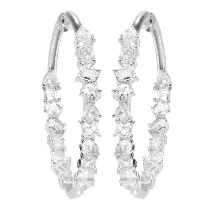 Gem Treasures Multi Shape White Topaz Inside Out Hoop Earrings