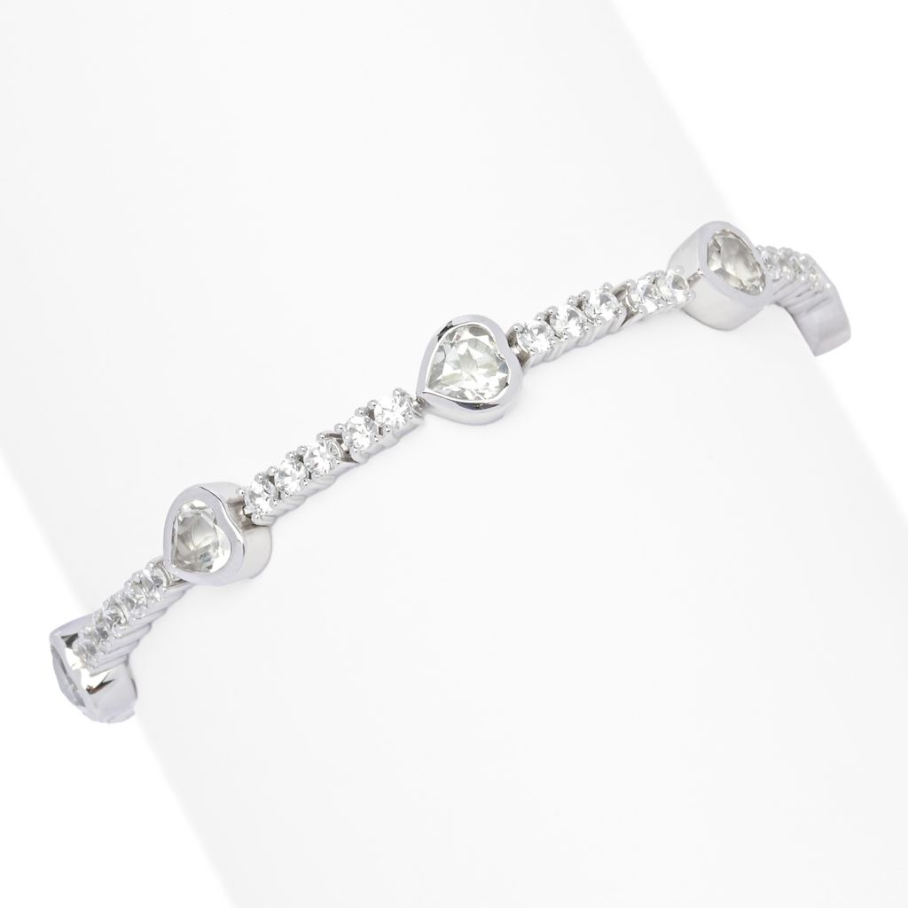Gem Treasures White Topaz & Zircon Heart Tennis Bracelet
