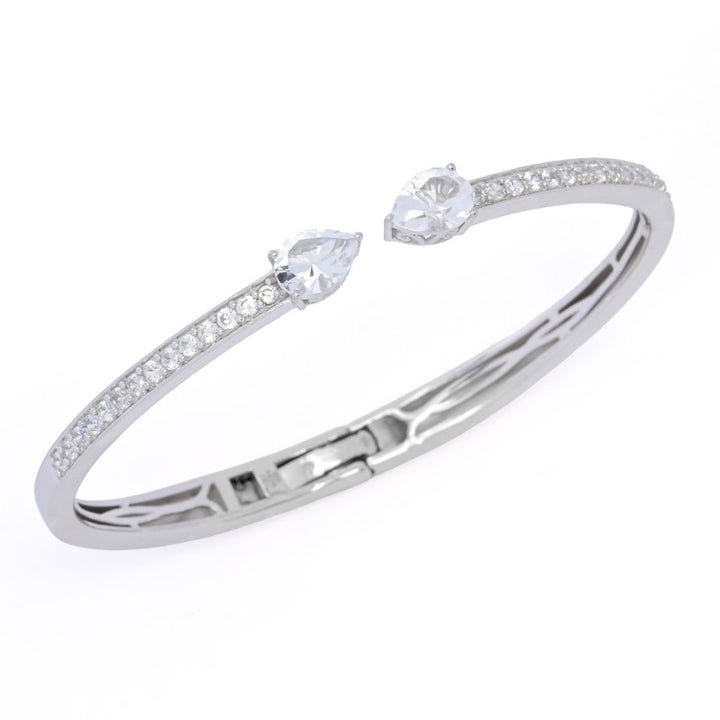 Gem Treasures 4.14ctw White Topaz & Zircon Kissing Cuff Bracelet