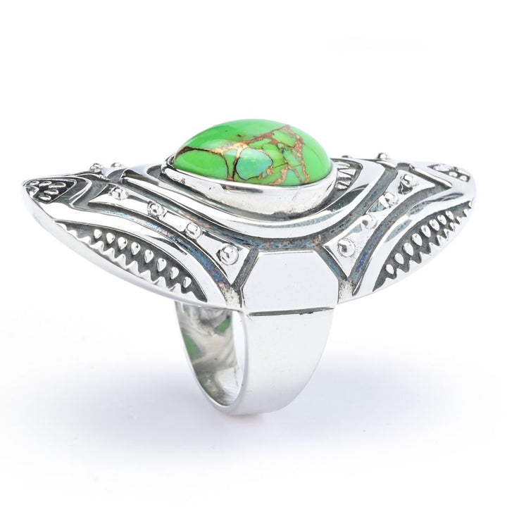 Southwest Elements Pear Shape Kingman Turquoise Statement Ring