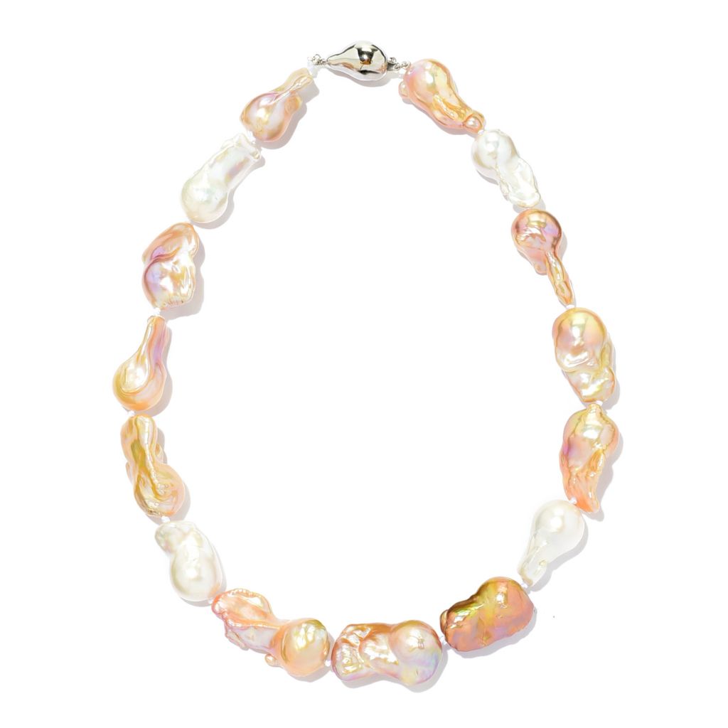 Imperial Pearl Sterling Silver 13-18mm Nuc Baroque Fresh Water Pearl Strand Necklace