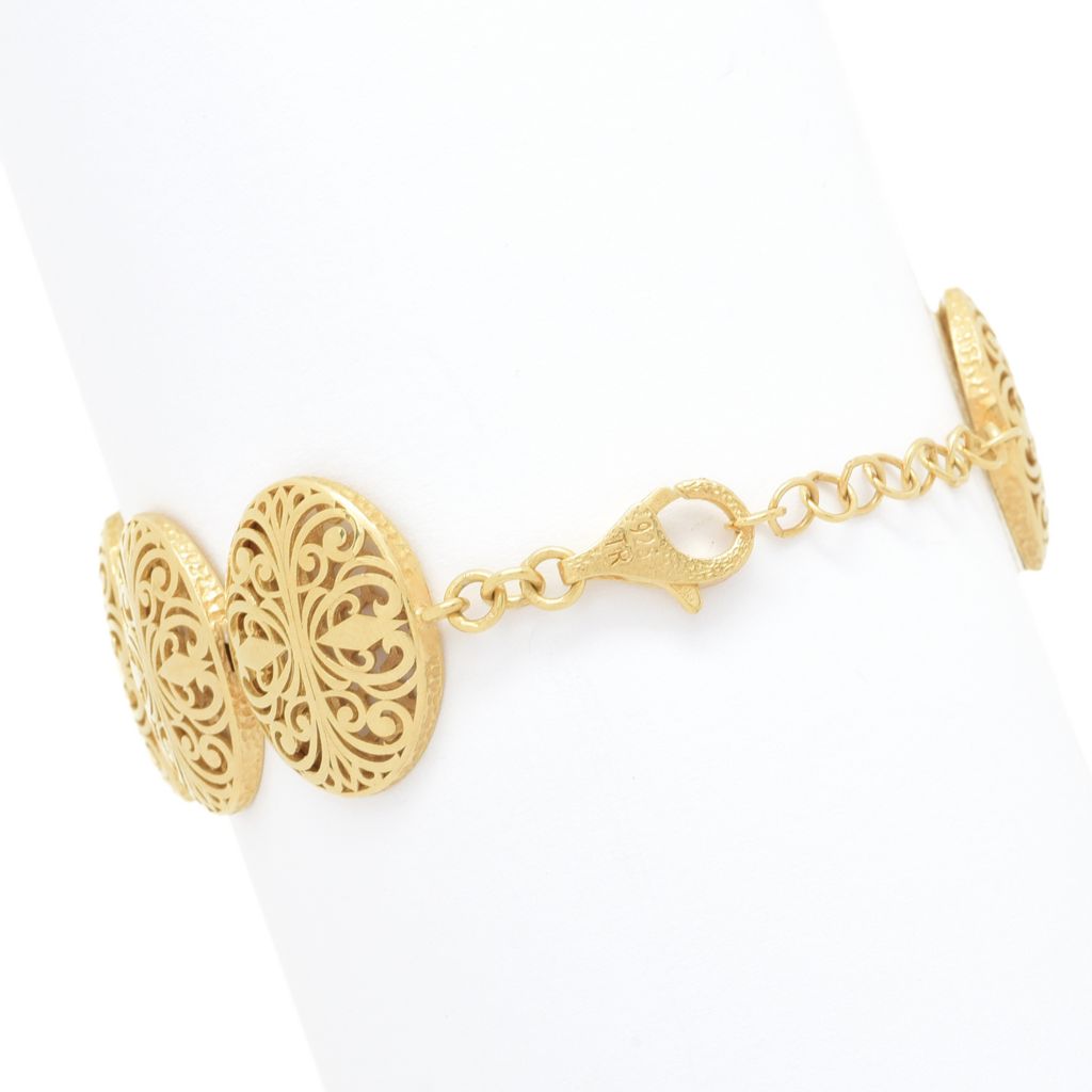 Passport to Turkey Gold Plated High Polished Filigree Panel Bracelet