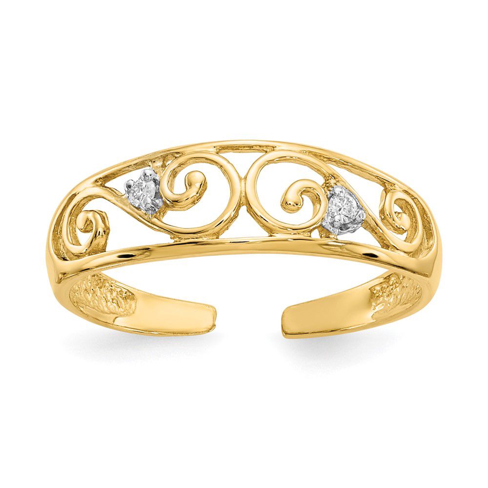 Gold Standard Jewelry Company 14K Gold 0.02cttw Diamond Scroll Toe Ring