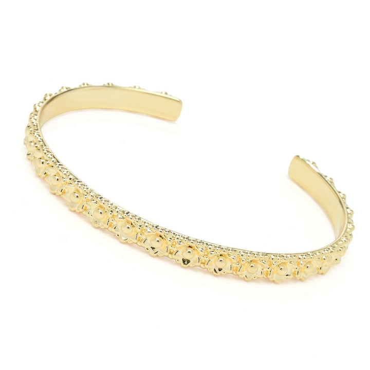 Toscana Italiana 18K Gold Plated Flower Detailed Bangle Bracelet
