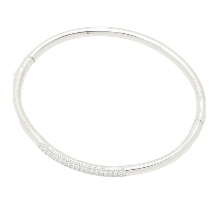 Sorrento Italian Silver 0.29 DEW Simulated Diamond Hinged Bangle Bracelet