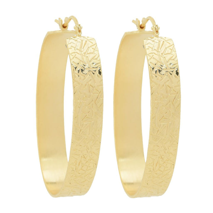 Toscana Italiana 18K Gold Plated Choice of Finish 1.5" Hoop Earrings