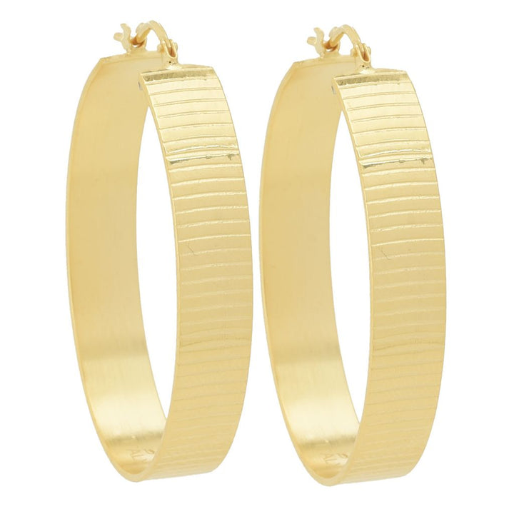 Toscana Italiana 18K Gold Plated Choice of Finish 1.5" Hoop Earrings
