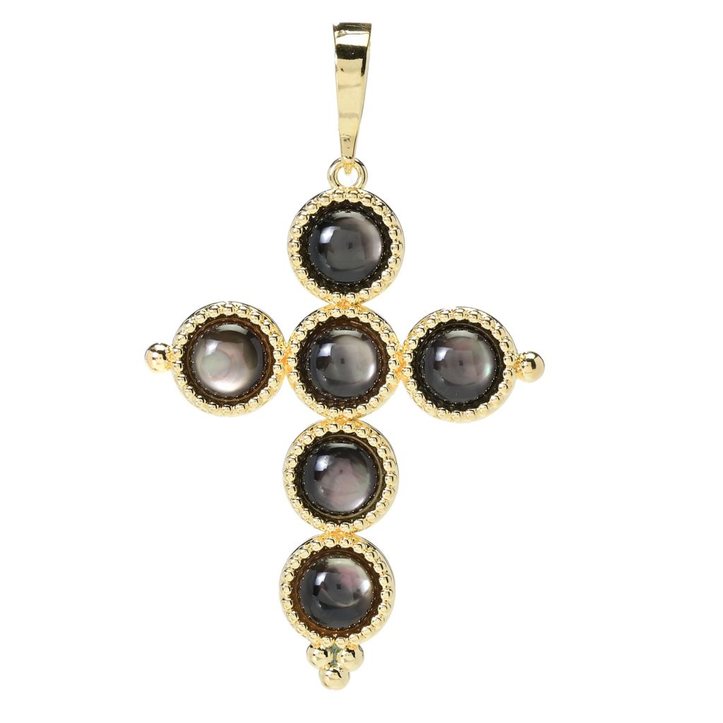 Toscana Italiana 18K Gold Plated Choice of Gemstone Cross Enhancer Pendant