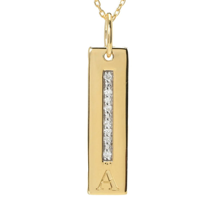 Diamond Treasures 18K Vermeil 0.08ctw Diamond Bar Initial Pendant w/ Chain