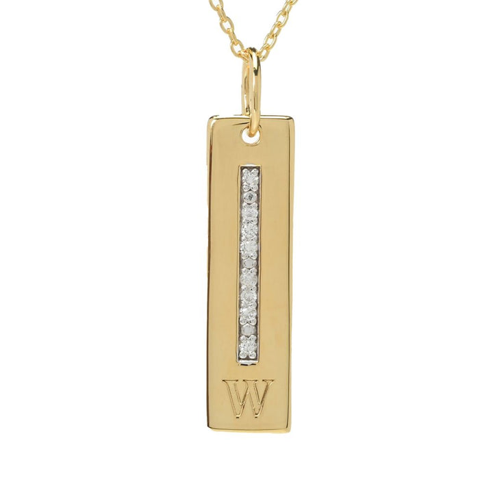 Diamond Treasures 18K Vermeil 0.08ctw Diamond Bar Initial Pendant w/ Chain