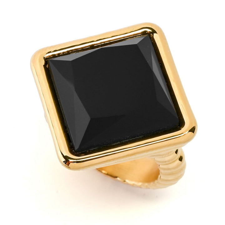 VOGA Collection 18K Gold Electroform Choice of 15mm Square Gem Ring