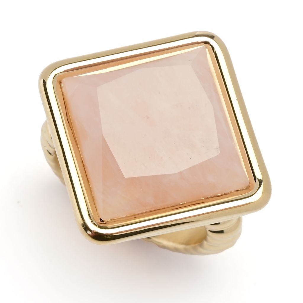 VOGA Collection 18K Gold Electroform Choice of 15mm Square Gem Ring