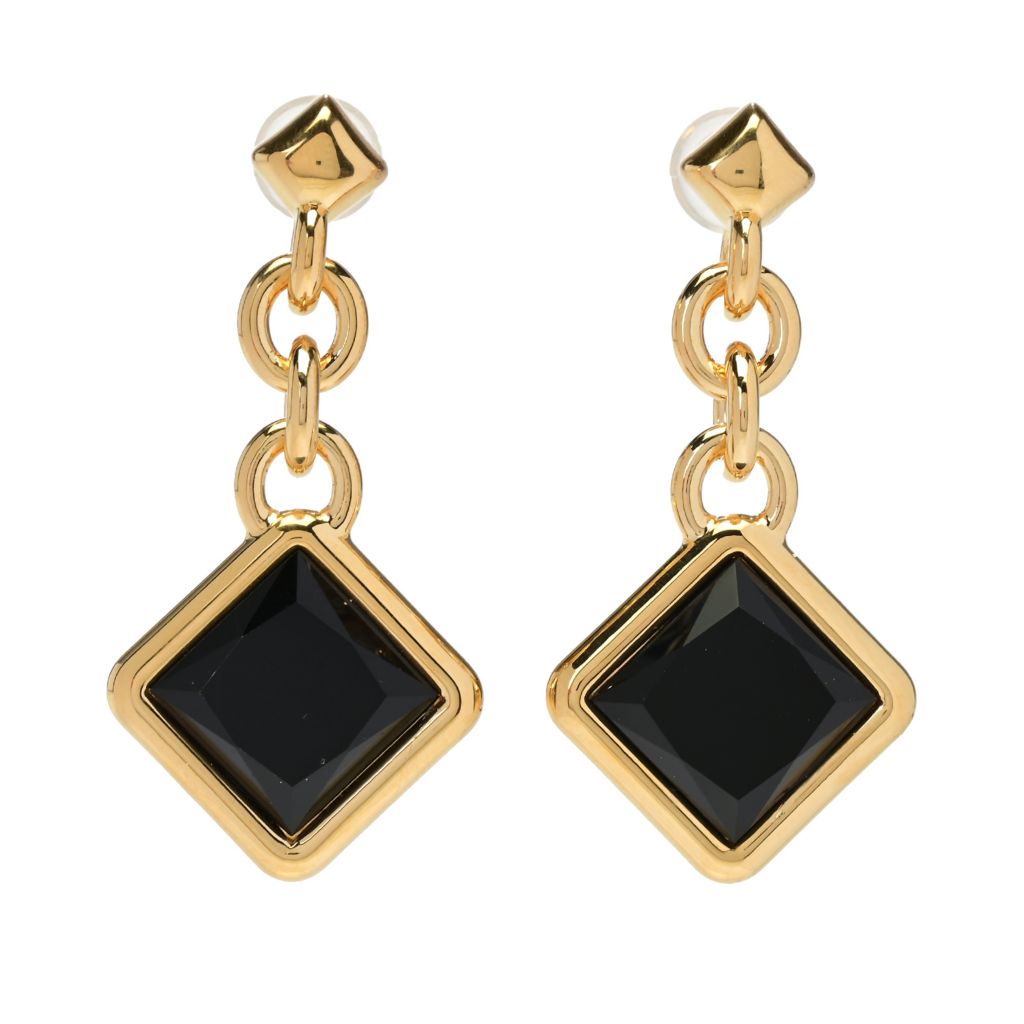 VOGA Collection 18K Gold Electroform Choice of Square Gem Dangle Earrings