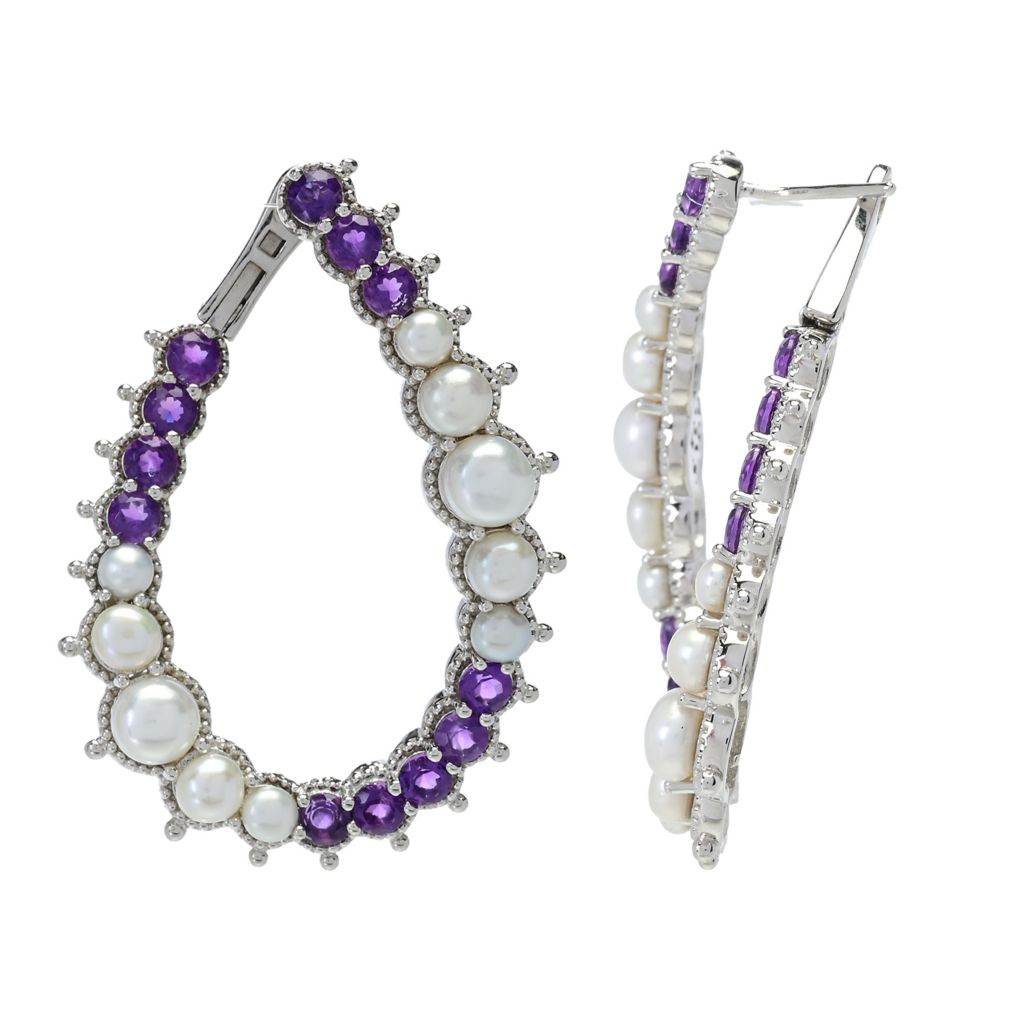 Dallas Prince "Luster" Cultured Pearl & Choice of Gem Hoop Earrings