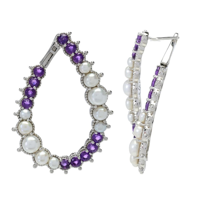 Dallas Prince "Luster" Cultured Pearl & Choice of Gem Hoop Earrings