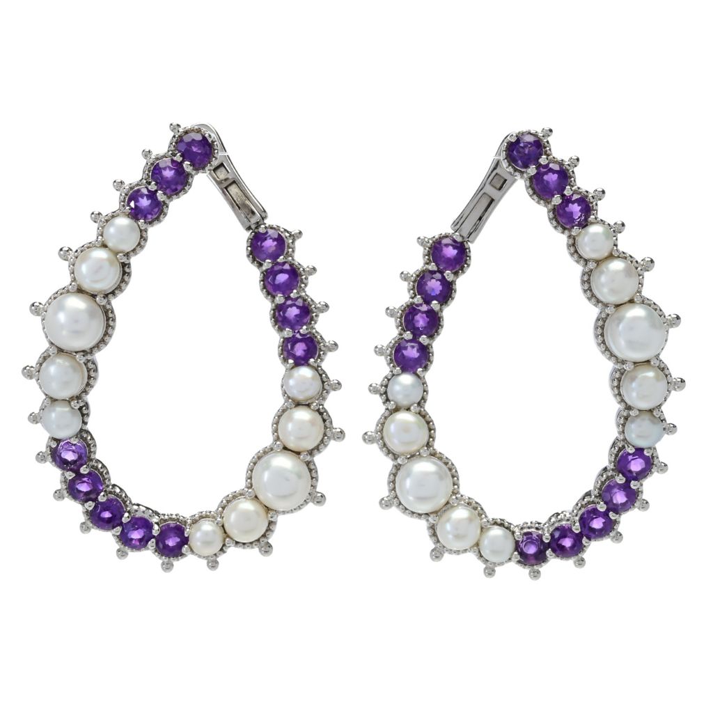 Dallas Prince "Luster" Cultured Pearl & Choice of Gem Hoop Earrings