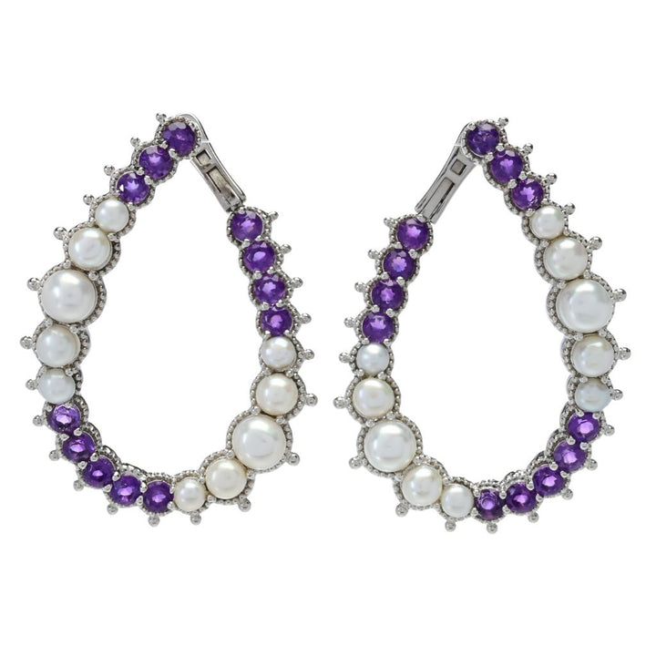 Dallas Prince "Luster" Cultured Pearl & Choice of Gem Hoop Earrings