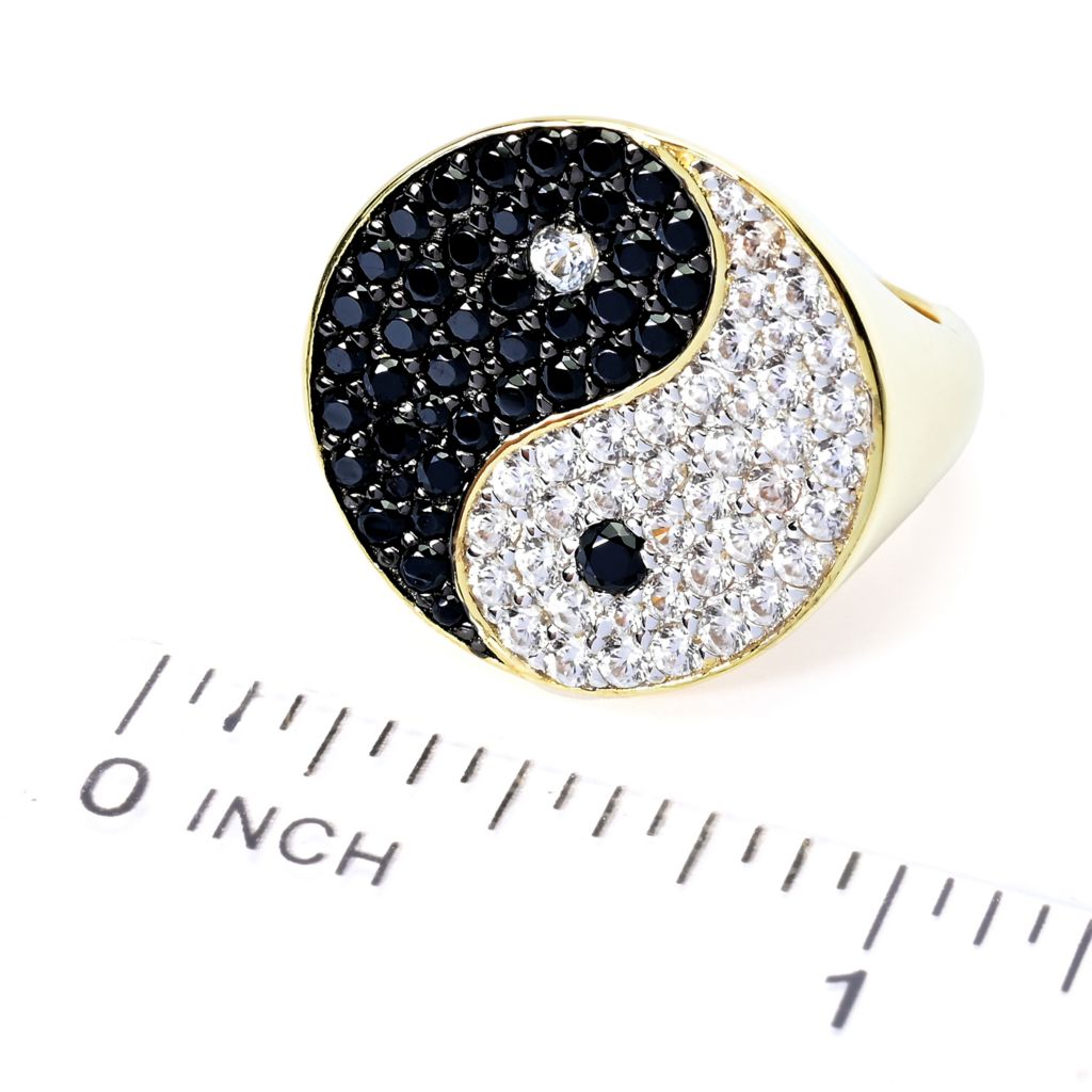 18K Gold Plated 2.58ctw White Zircon & Spinel Yin & Yang Ring