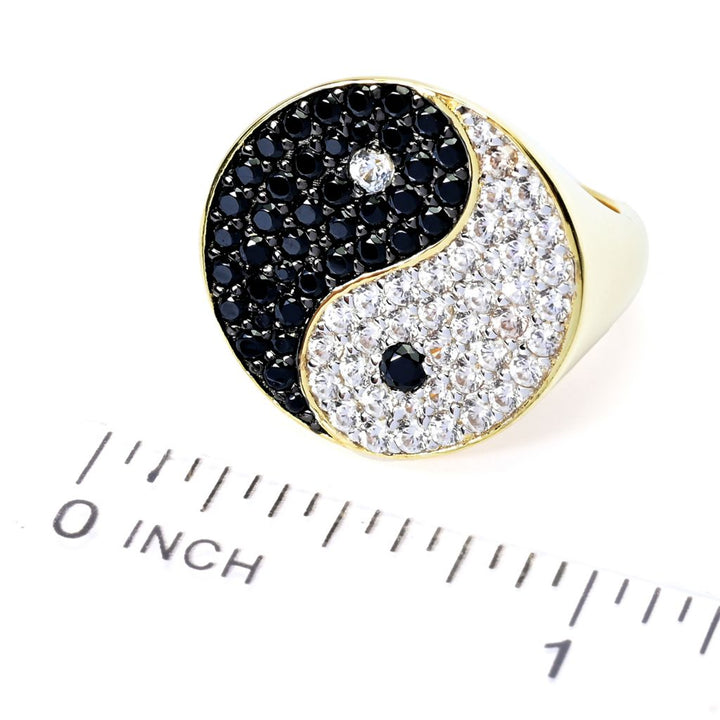 18K Gold Plated 2.58ctw White Zircon & Spinel Yin & Yang Ring
