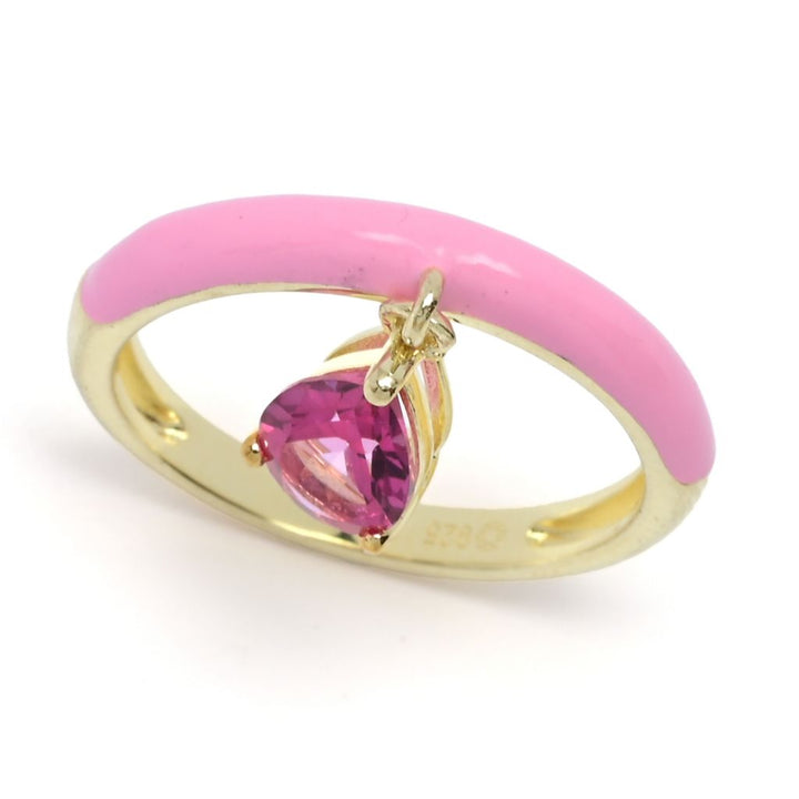 18K Gold Plated Choice of Enamel & Gemstone Charm Ring