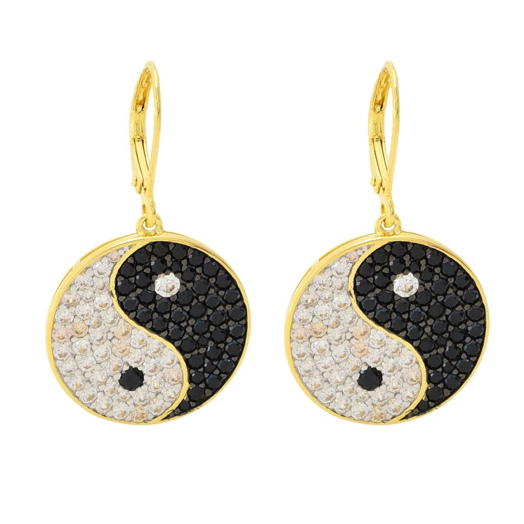 18K Gold Plated 5.24ctw Zircon & Spinel Yin & Yang Drop Earrings