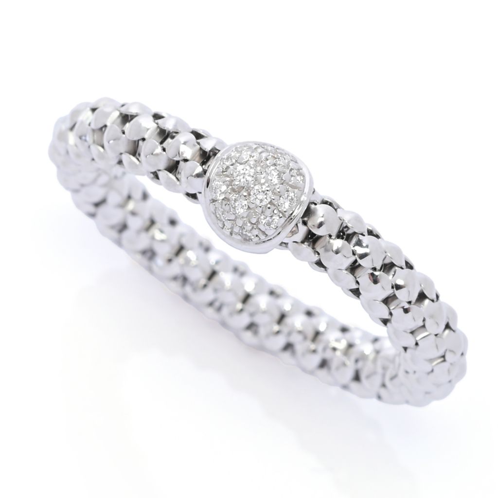 DIAMORE 14K Gold 0.09ctw Diamond Pave Popcorn Link Stack Ring