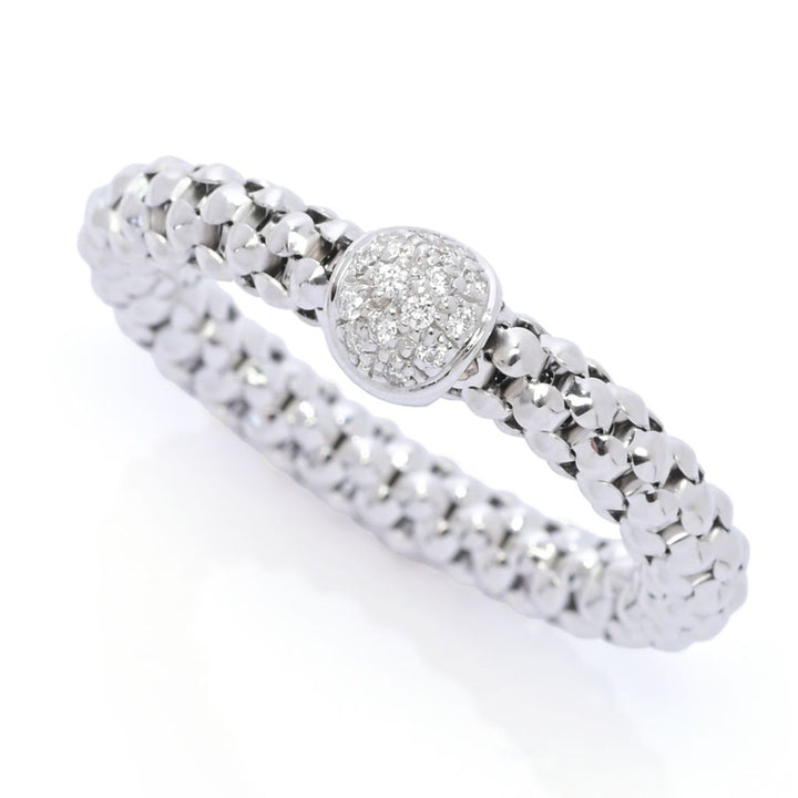DIAMORE 14K Gold 0.09ctw Diamond Pave Popcorn Link Stack Ring