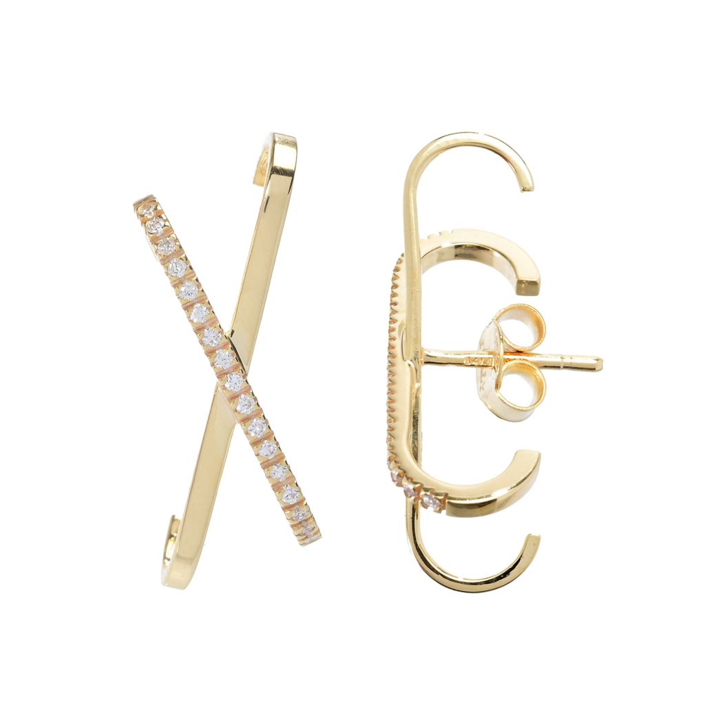 DIAMORE 14K Gold Polished 0.17ctw Diamond X Stud Earrings, 2.9 grams