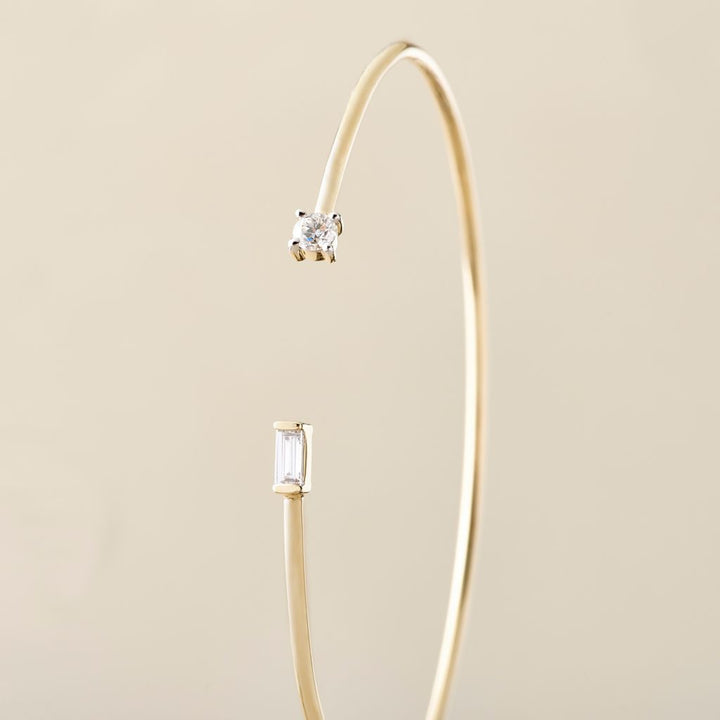 Peace Jewelers 14K Gold 0.33ctw Baguette & Round Lab Grown Diamond Bangle Bracelet