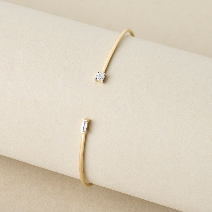 Peace Jewelers 14K Gold 0.33ctw Baguette & Round Lab Grown Diamond Bangle Bracelet