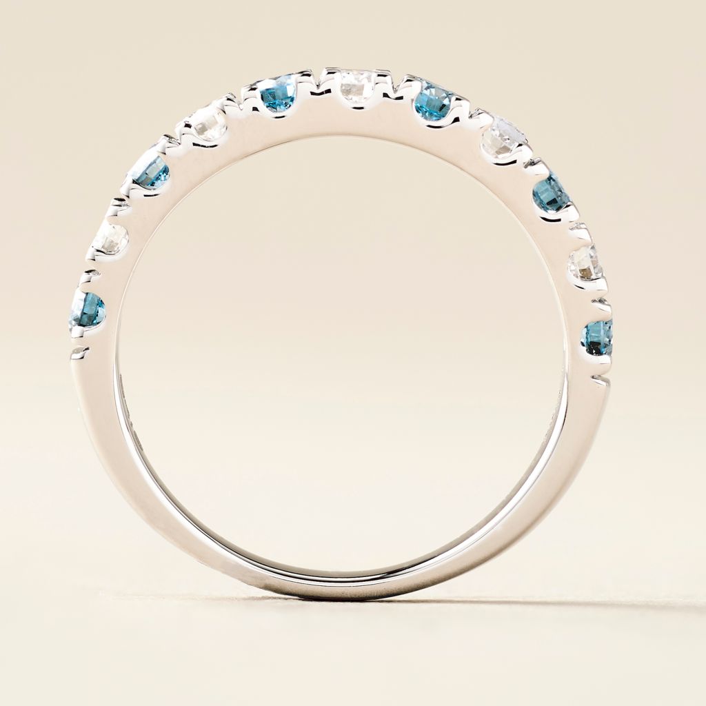 Peace Jewelers 14K Gold 0.99ctw Blue & White Lab Grown Diamond Ring