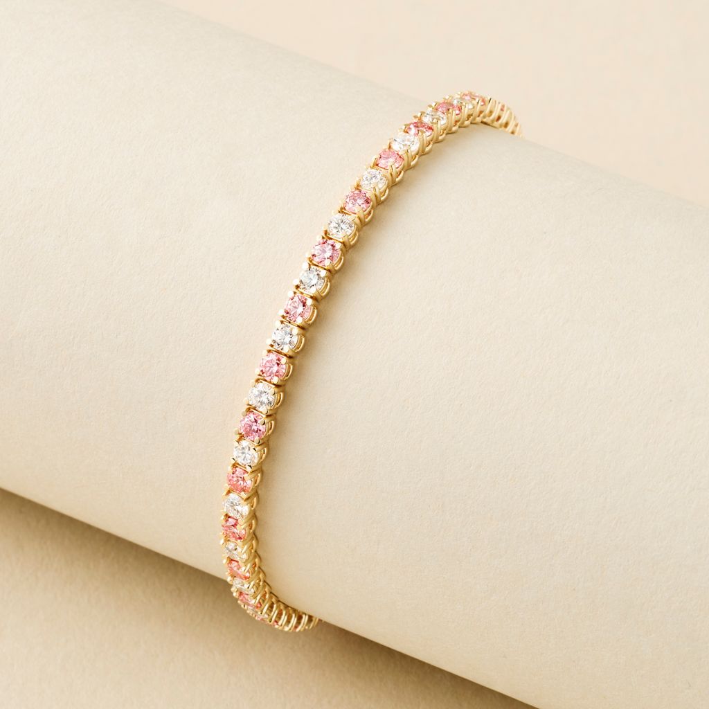 Peace Jewelers 5.00ctw Pink & White Lab Grown Diamond Tennis Bracelet