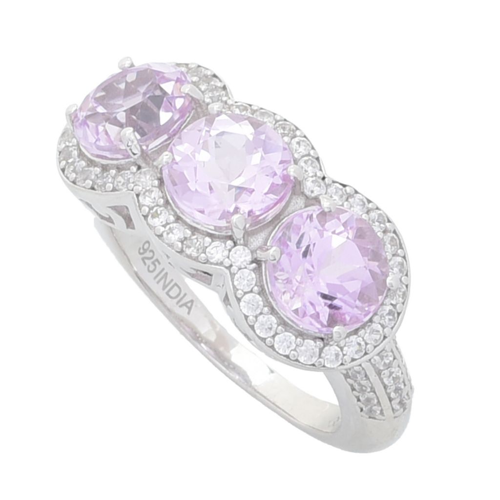 Gem Treasures Sterling Silver 5.90ctw Kunzite & Zircon Ring