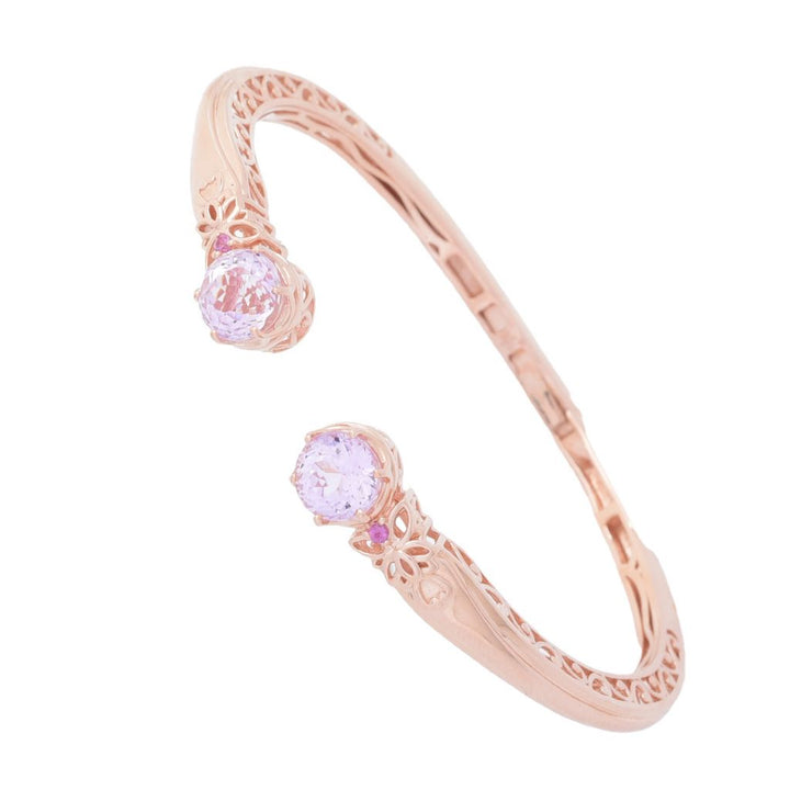 Gem Treasures 2.86ctw Kunzite & Rhodolite Garnet Cuff Bracelet
