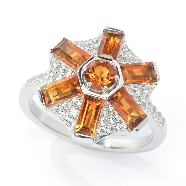 Gem Treasures Choice of Gemstone & White Zircon Pinwheel Ring