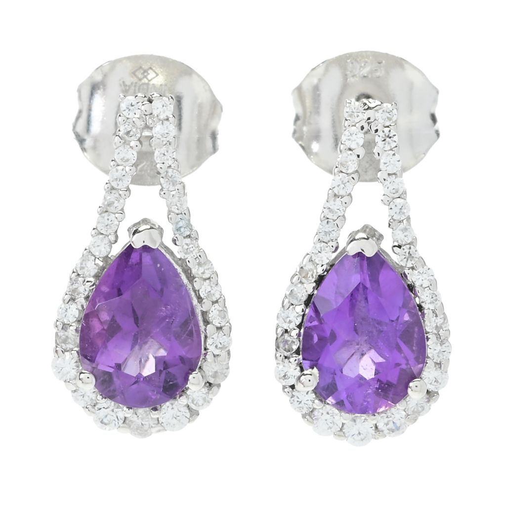 Gem Treasures Choice of Pear Shape Gem & Zircon Drop Earrings