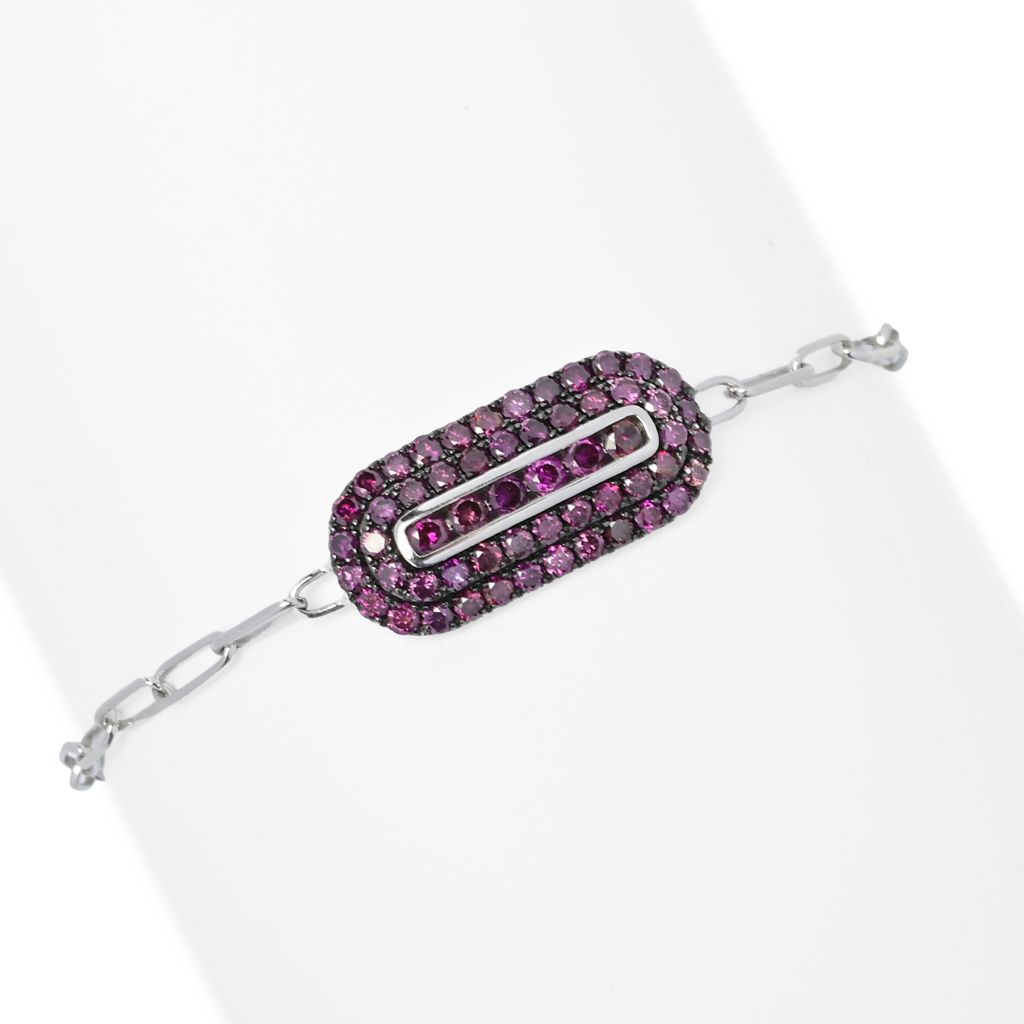 Diamond Treasures 14K White Gold 2.01ctw Purple Diamond East-West Cluster Bracelet