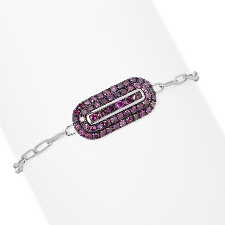 Diamond Treasures 14K White Gold 2.01ctw Purple Diamond East-West Cluster Bracelet