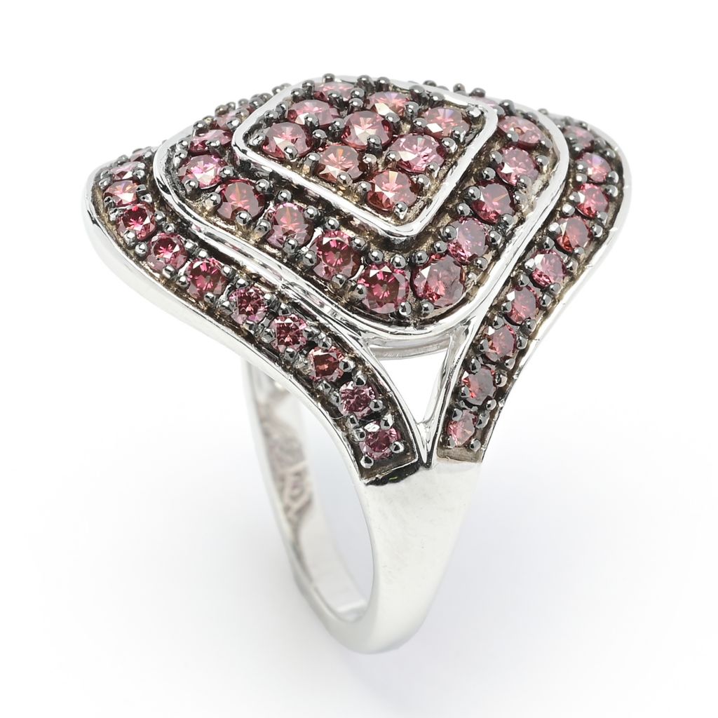 Diamond Treasures 14K White Gold 1.50ctw Purple Diamond Cluster Ring