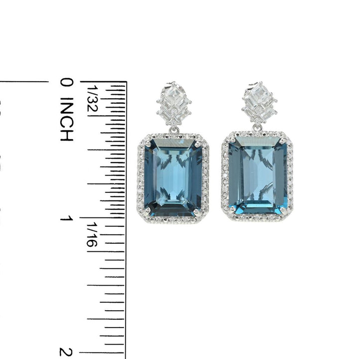Gem Treasures 30.90ctw Octagon Cut London Blue Topaz & Gem Earrings